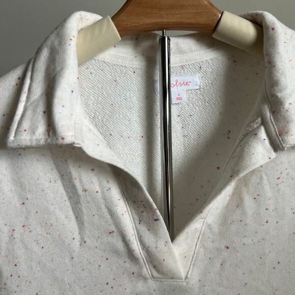 Colsie Women's Cream Lounge Long Sleeve Collared Sweatshirt - Size Small - NWT - Picture 3 of 8
